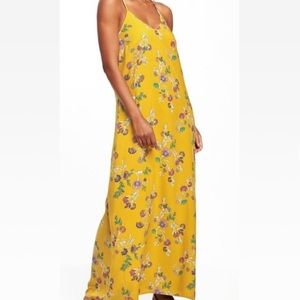 Old Navy Mustard Yellow Floral Maxi Dress